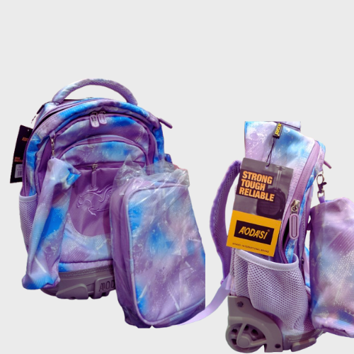 Pack cartable Trolley Aodasi 16" – 3 Pièces (violet)
